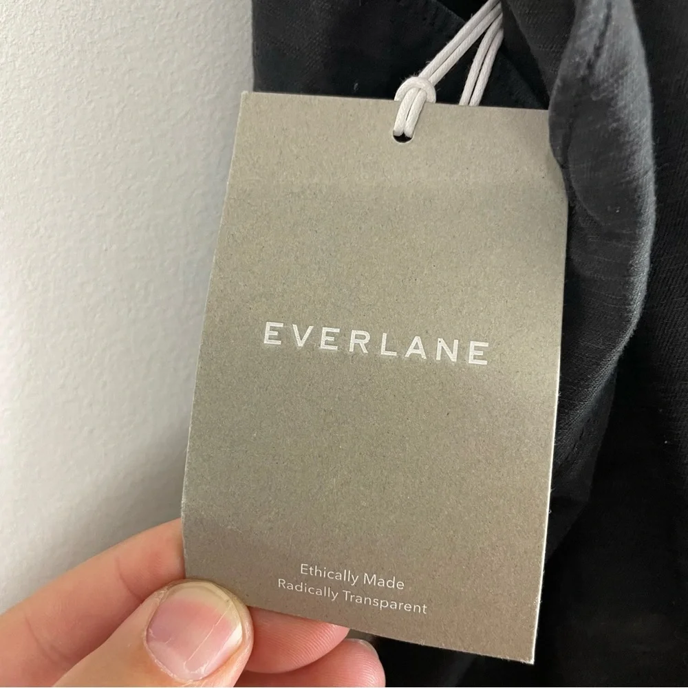 Everlane Fatigue Apron Jumpsuit Overalls 8 Black Organic Cotton Linen NWT
